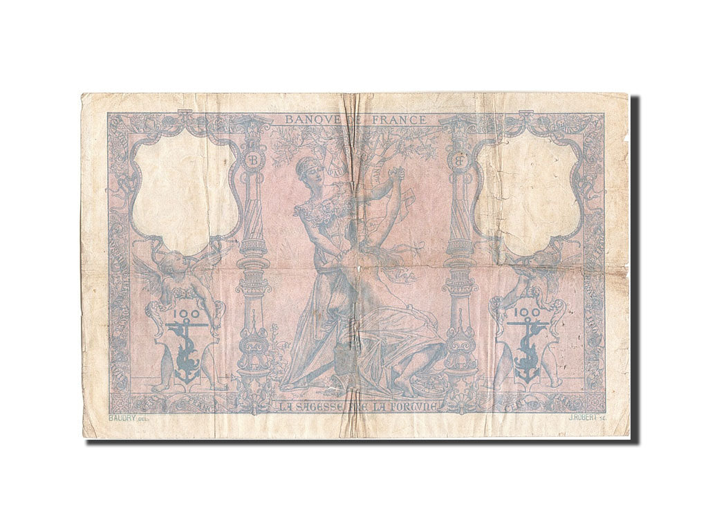France, 100 Francs, 100 F 1888-1909 ''Bleu et Rose'', 1906, KM:65d, 1906-06-0...