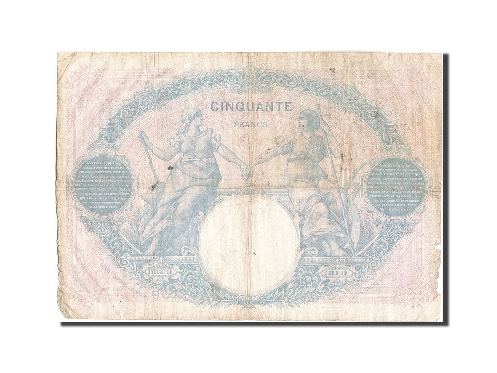 France, 50 Francs, 50 F 1889-1927 ''Bleu et Rose'', 1923, KM:64g, 1923-02-12,...