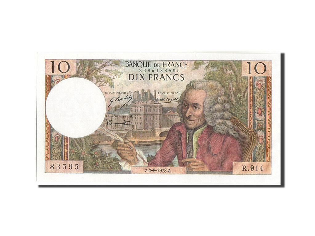 Banknote, France, 10 Francs, 10 F 1963-1973 ''Voltaire'', 1973, 1973-08-02