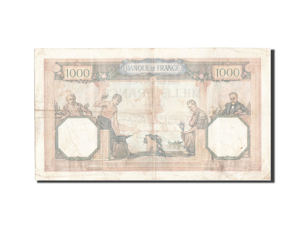 Geldschein, Frankreich, 1000 Francs, 1 000 F 1927-1940 ''Cérès et Mercure''
