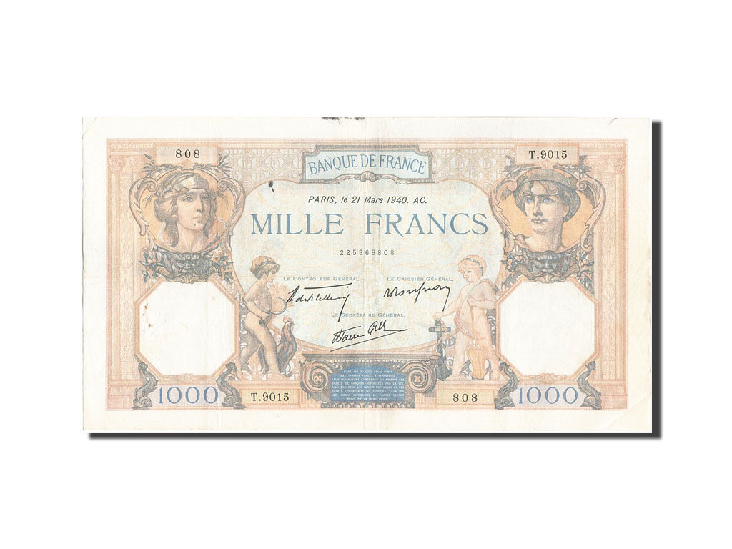 Banknote, France, 1000 Francs, 1 000 F 1927-1940 ''Cérès et Mercure'', 1940