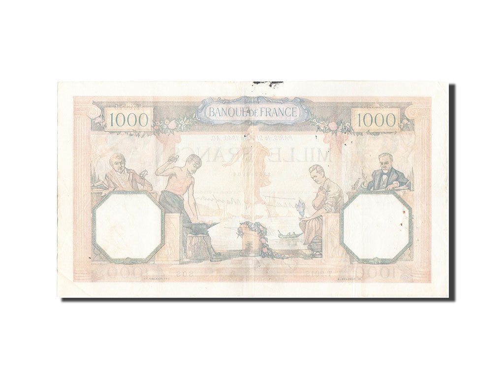 Banknote, France, 1000 Francs, 1 000 F 1927-1940 ''Cérès et Mercure'', 1940