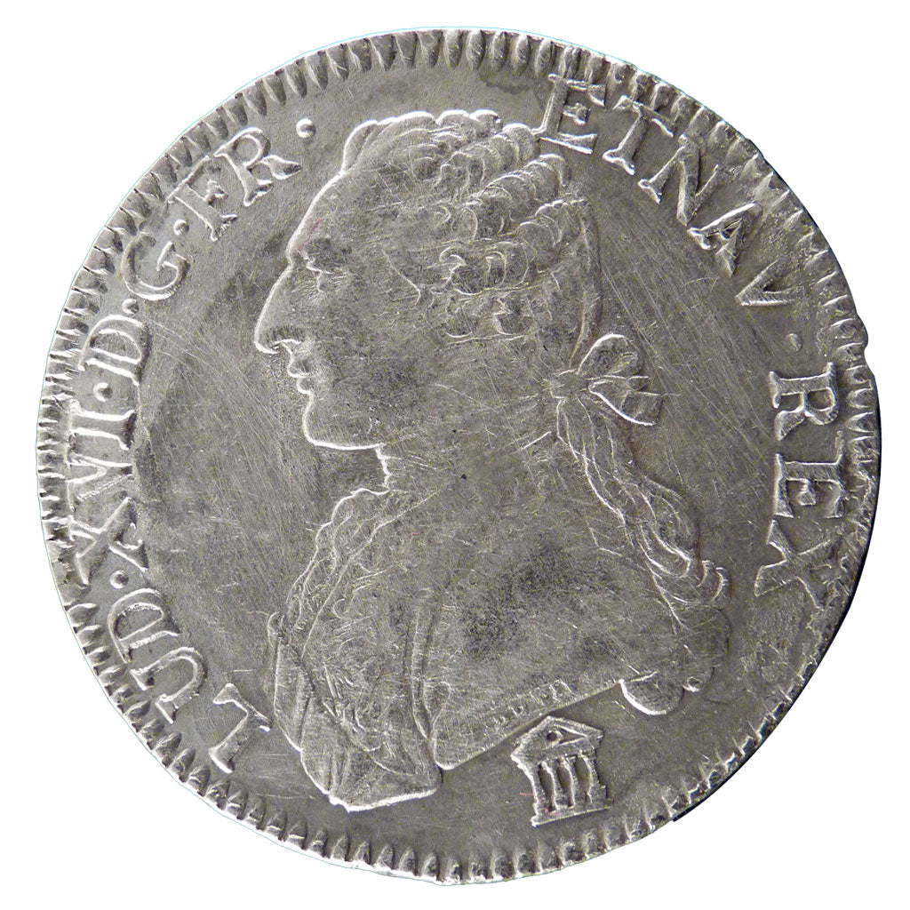 FRANCE, Écu aux branches d'olivier, ECU, 1783, Bordeaux, KM #564.8, EF(40-45), .