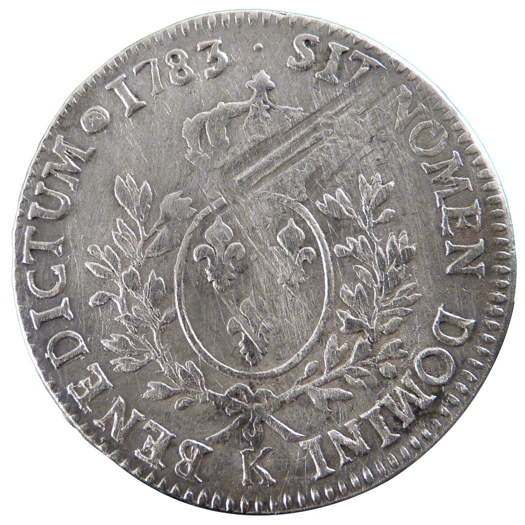 FRANCE, Écu aux branches d'olivier, ECU, 1783, Bordeaux, KM #564.8, EF(40-45), .