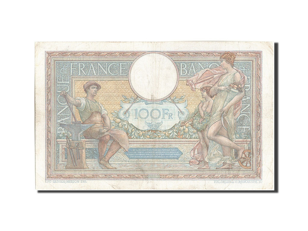 Banknote, France, 100 Francs, 100 F 1908-1939 ''Luc Olivier Merson'', 1926