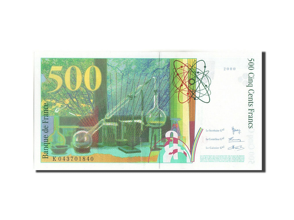 Banknote, France, 500 Francs, 500 F 1994-2000 ''Pierre et Marie Curie'', 2000