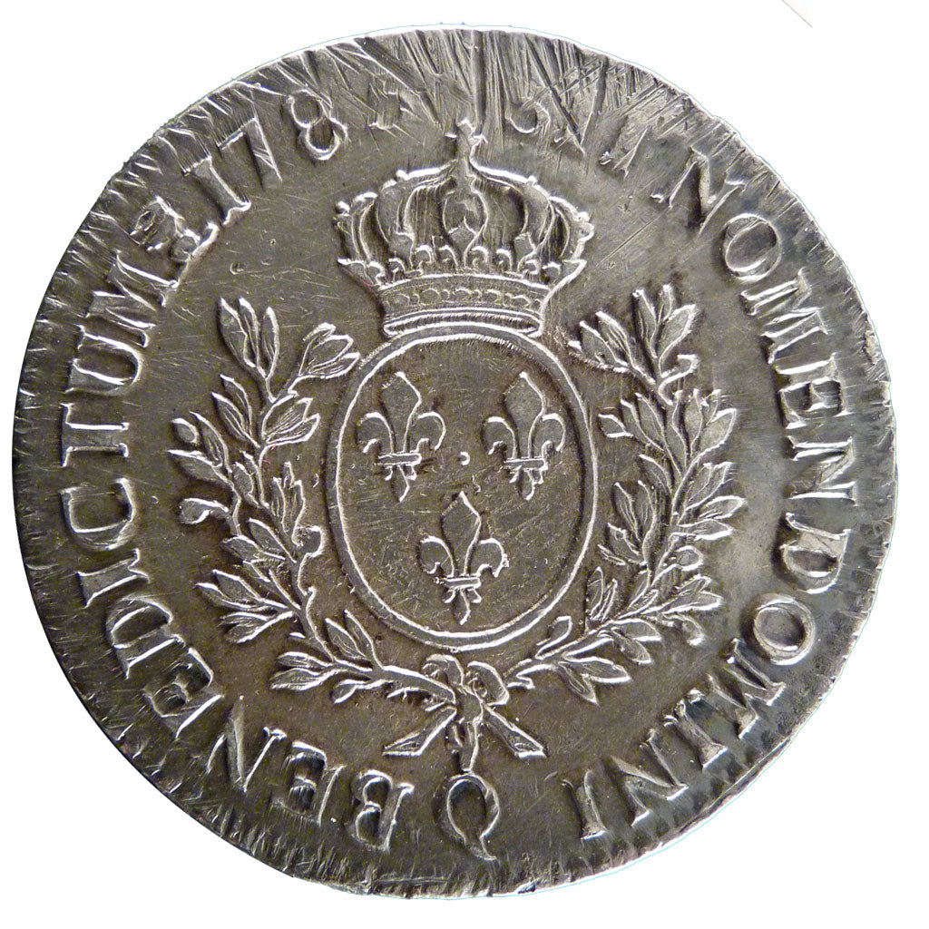 FRANCE, Écu aux branches d'olivier, ECU, 1785, Perpignan, KM #564.13, EF(40-45),