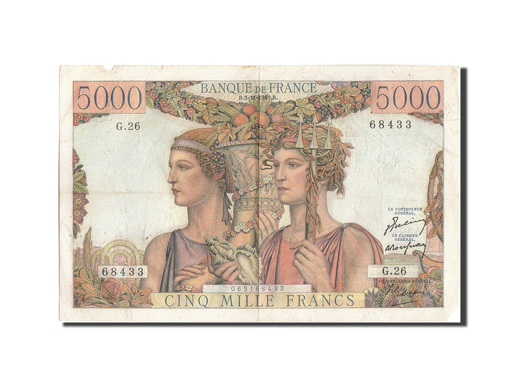 Frankreich, 5000 Francs, 5 000 F 1949-1957 ''Terre et Mer'', 1949, KM:131a, 1...