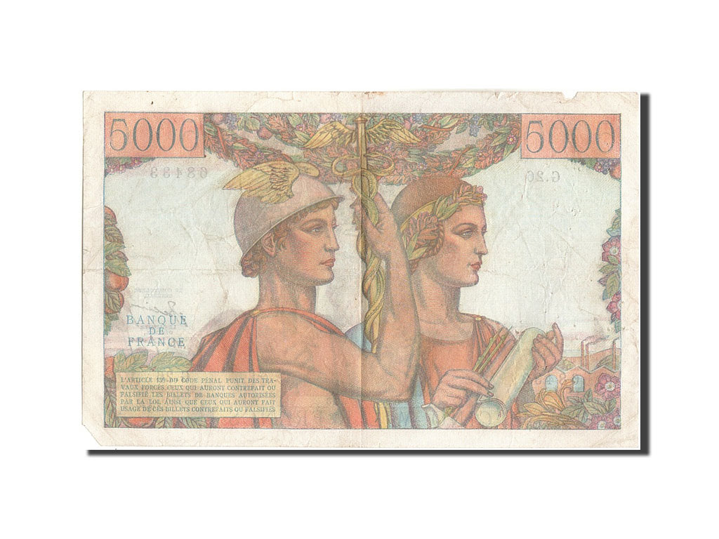 Frankreich, 5000 Francs, 5 000 F 1949-1957 ''Terre et Mer'', 1949, KM:131a, 1...