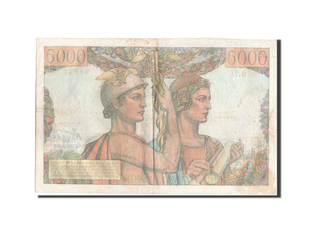 France, 5000 Francs, 5 000 F 1949-1957 ''Terre et Mer'', 1951, KM:131c, 1951-...