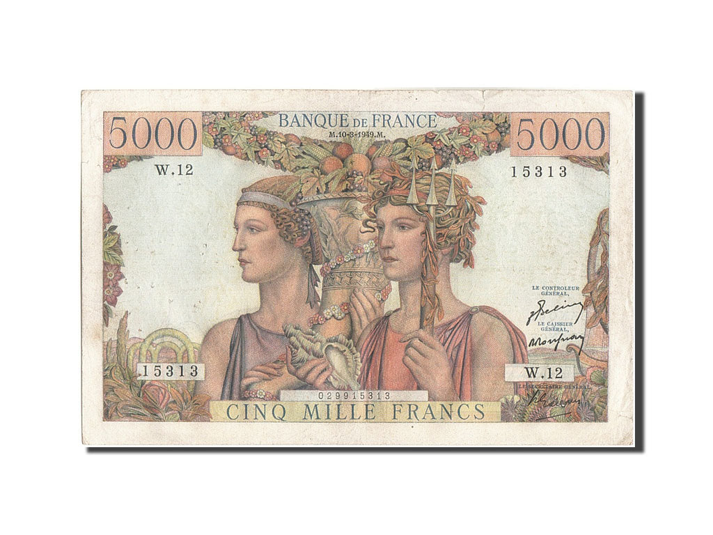 Banknote, France, 5000 Francs, 5 000 F 1949-1957 ''Terre et Mer'', 1949