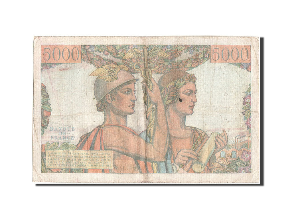 France, 5000 Francs, 5 000 F 1949-1957 ''Terre et Mer'', 1951, KM:131c, 1951-...