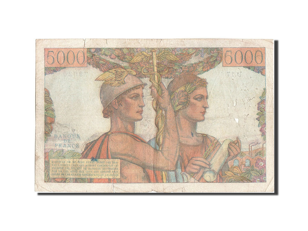 France, 5000 Francs, 5 000 F 1949-1957 ''Terre et Mer'', 1949, KM:131a, 1949-...