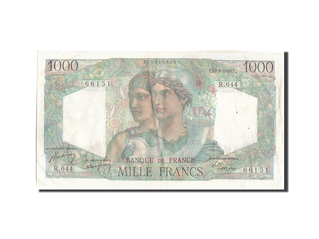 Biljet, Frankrijk, 1000 Francs, 1 000 F 1945-1950 ''Minerve et Hercule'', 1950