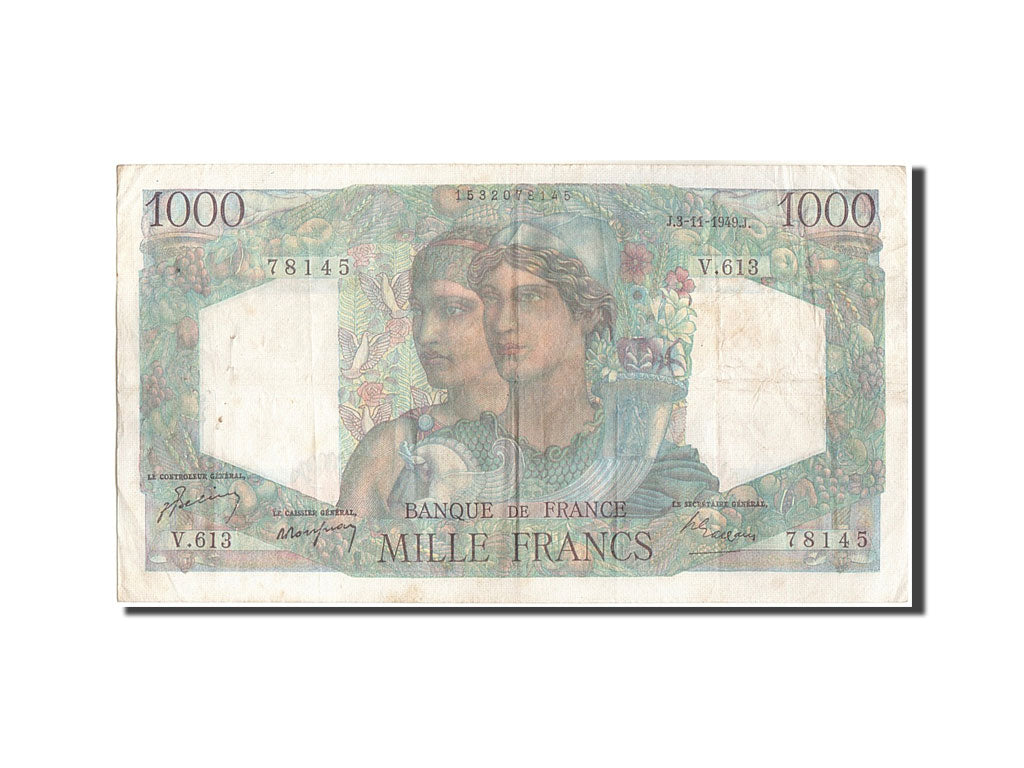 Geldschein, Frankreich, 1000 Francs, 1 000 F 1945-1950 ''Minerve et Hercule''