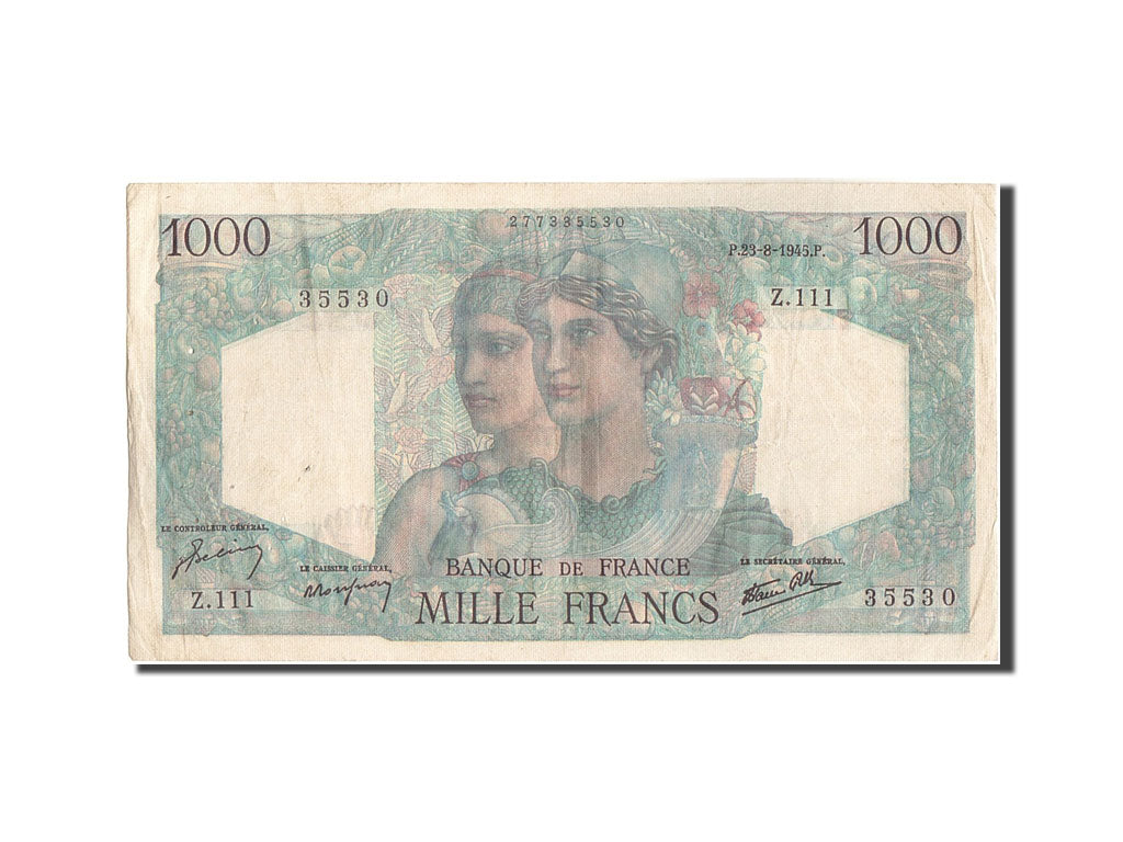 Banknote, France, 1000 Francs, 1 000 F 1945-1950 ''Minerve et Hercule'', 1945