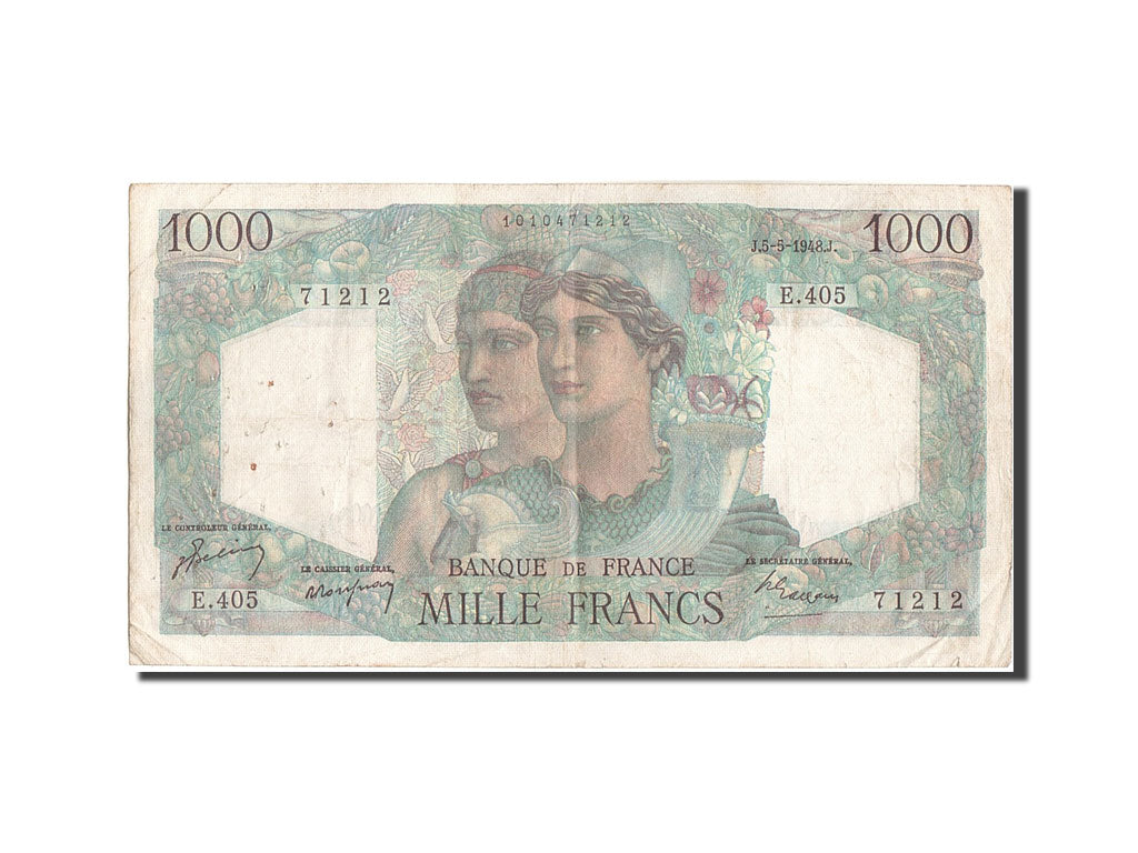 France, 1000 Francs, 1 000 F 1945-1950 ''Minerve et Hercule'', 1948, 1948-05-...