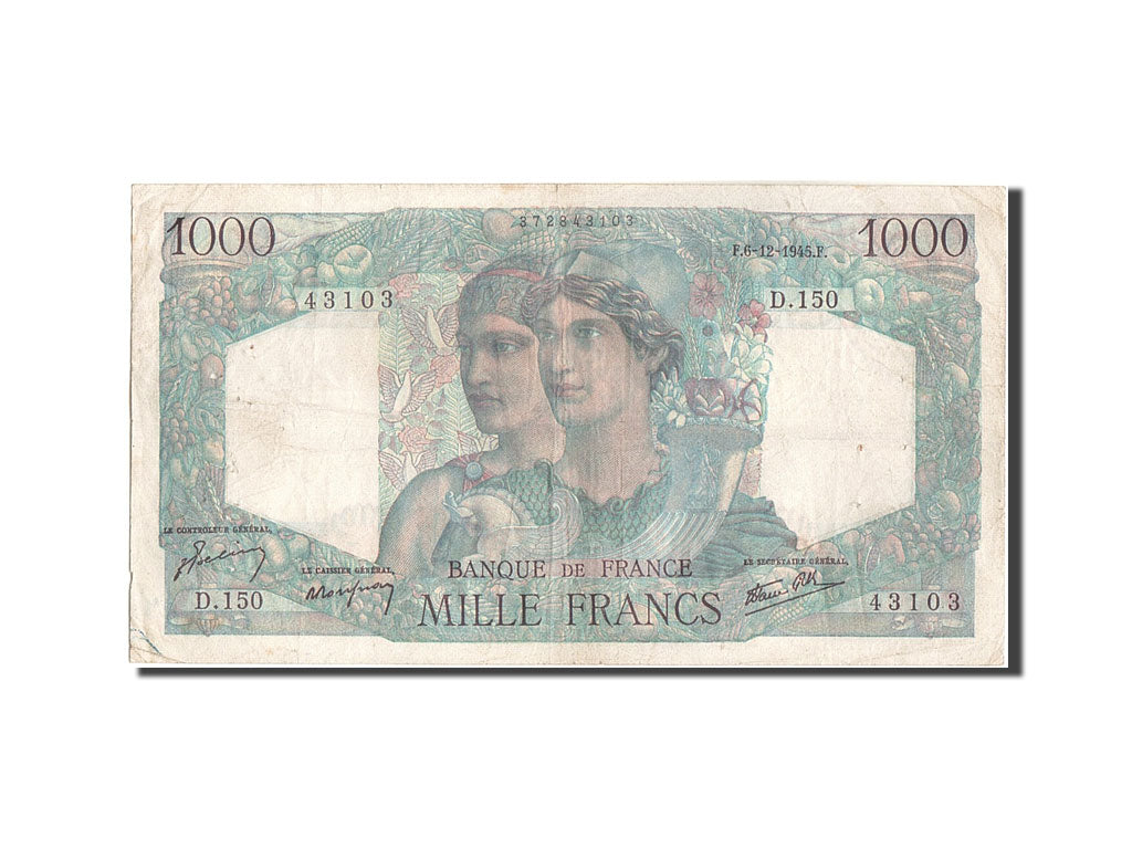 France, 1000 Francs, 1 000 F 1945-1950 ''Minerve et Hercule'', 1945, KM:130a,...