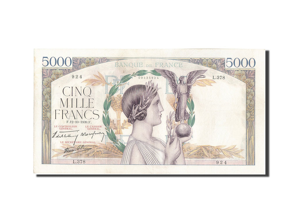 Banconote, Francia, 5000 Francs, 5 000 F 1934-1944 ''Victoire'', 1939