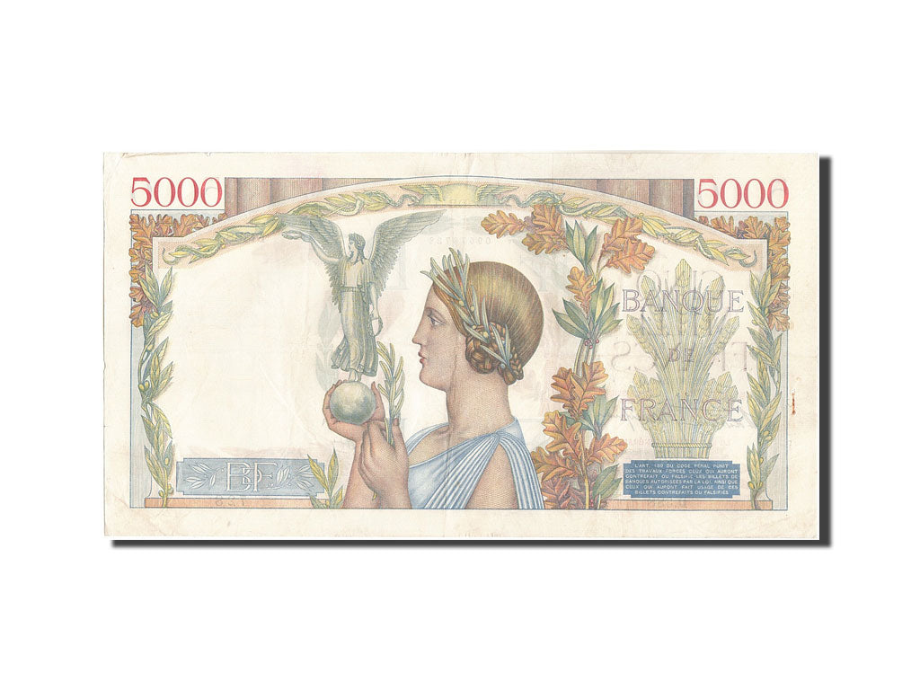 Geldschein, Frankreich, 5000 Francs, 5 000 F 1934-1944 ''Victoire'', 1939