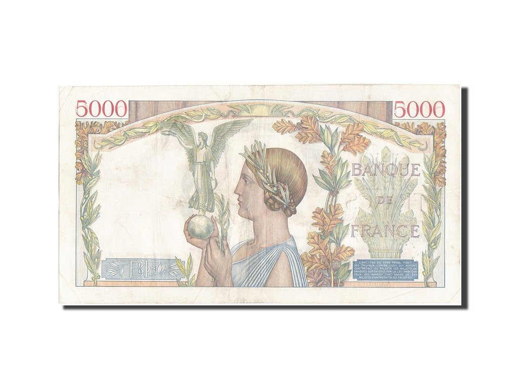 Banknote, France, 5000 Francs, 5 000 F 1934-1944 ''Victoire'', 1939, 1939-09-14