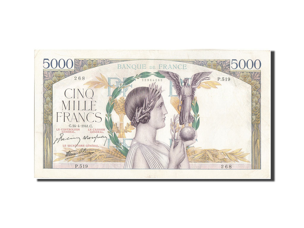 Banconote, Francia, 5000 Francs, 5 000 F 1934-1944 ''Victoire'', 1941