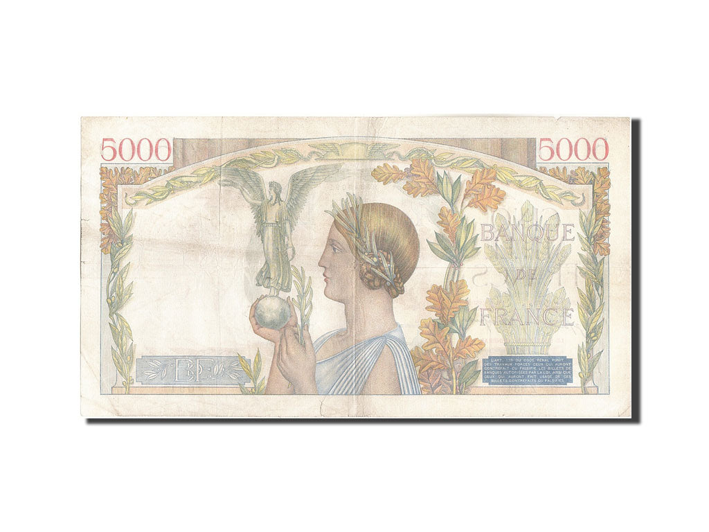 France, 5000 Francs, 5 000 F 1934-1944 ''Victoire'', 1942, KM:97c, 1942-04-23...