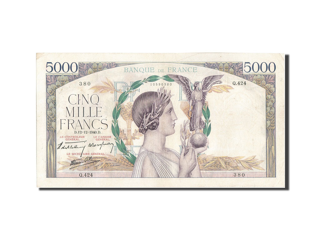 Banconote, Francia, 5000 Francs, 5 000 F 1934-1944 ''Victoire'', 1940