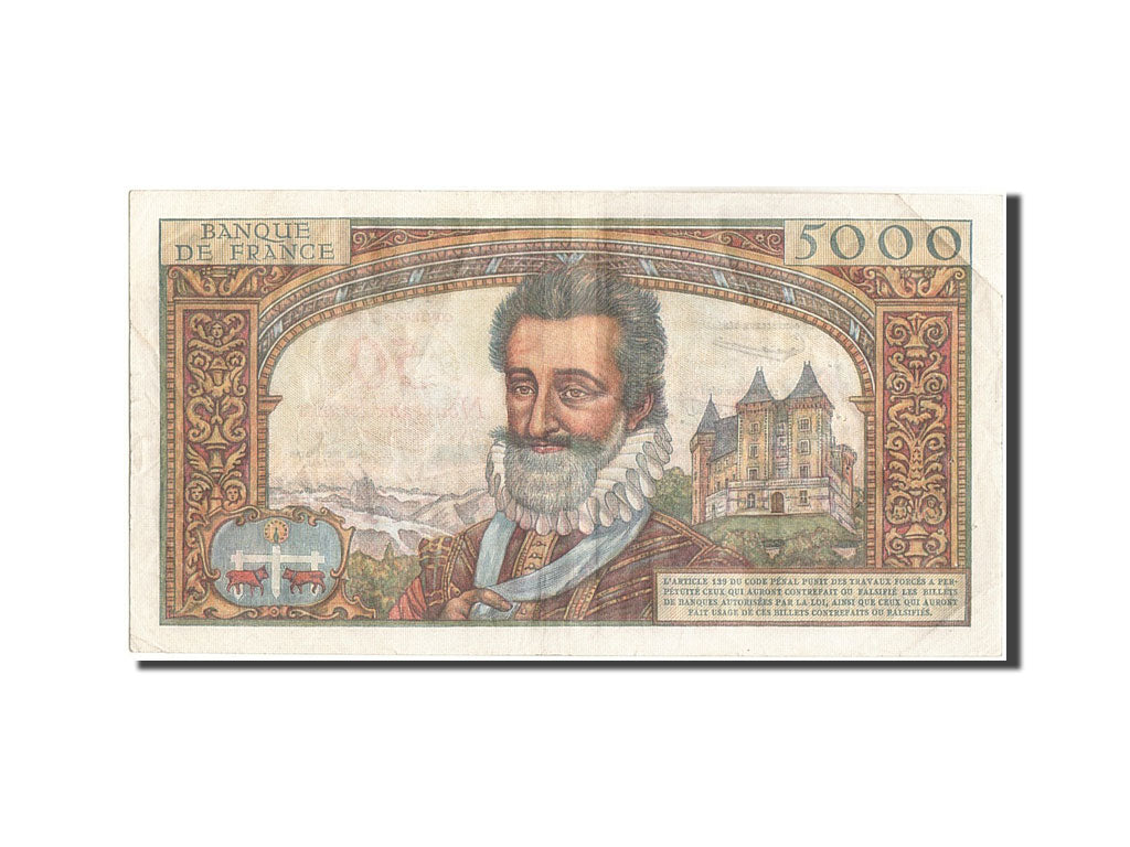 Banknote, France, 50 Nouveaux Francs on 5000 Francs, 1955-1959 Overprinted with