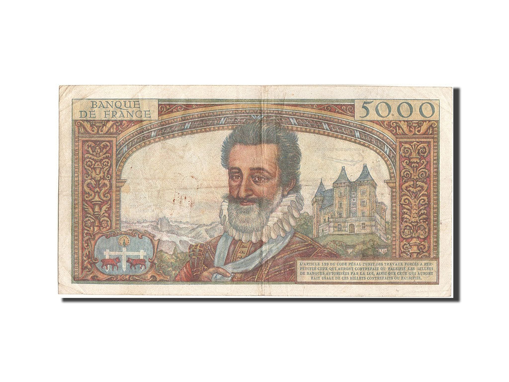 Billet, France, 5000 Francs, 5 000 F 1957-1958 ''Henri IV'', 1957, 1957-10-03