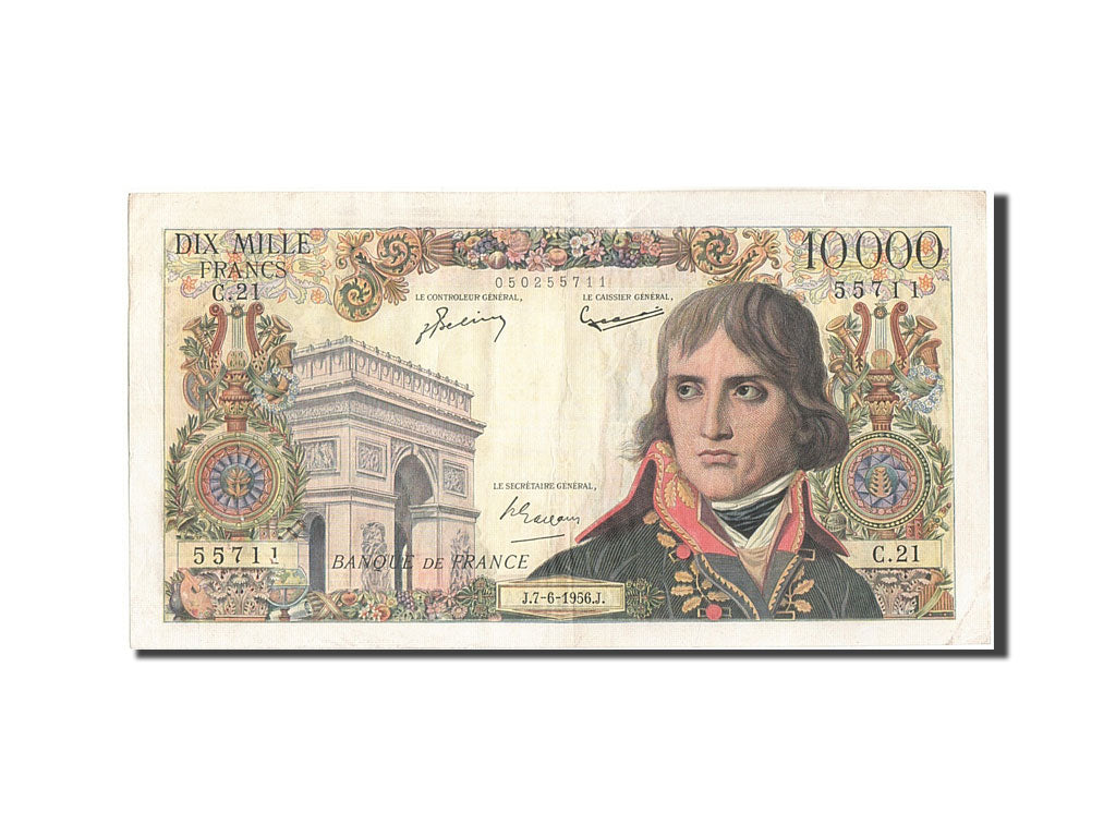France, 10,000 Francs, 10 000 F 1955-1958 ''Bonaparte'', 1956, KM:136a, 1956-...