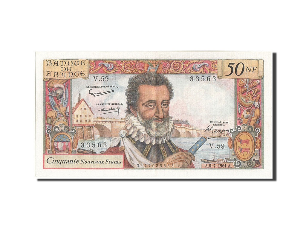Biljet, Frankrijk, 50 Nouveaux Francs, 50 NF 1959-1961 ''Henri IV'', 1961
