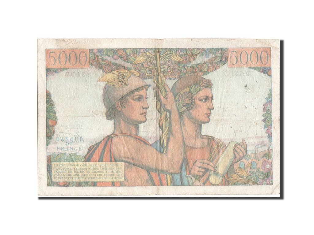France, 5000 Francs, 5 000 F 1949-1957 ''Terre et Mer'', 1953, KM:131c, 1953-...