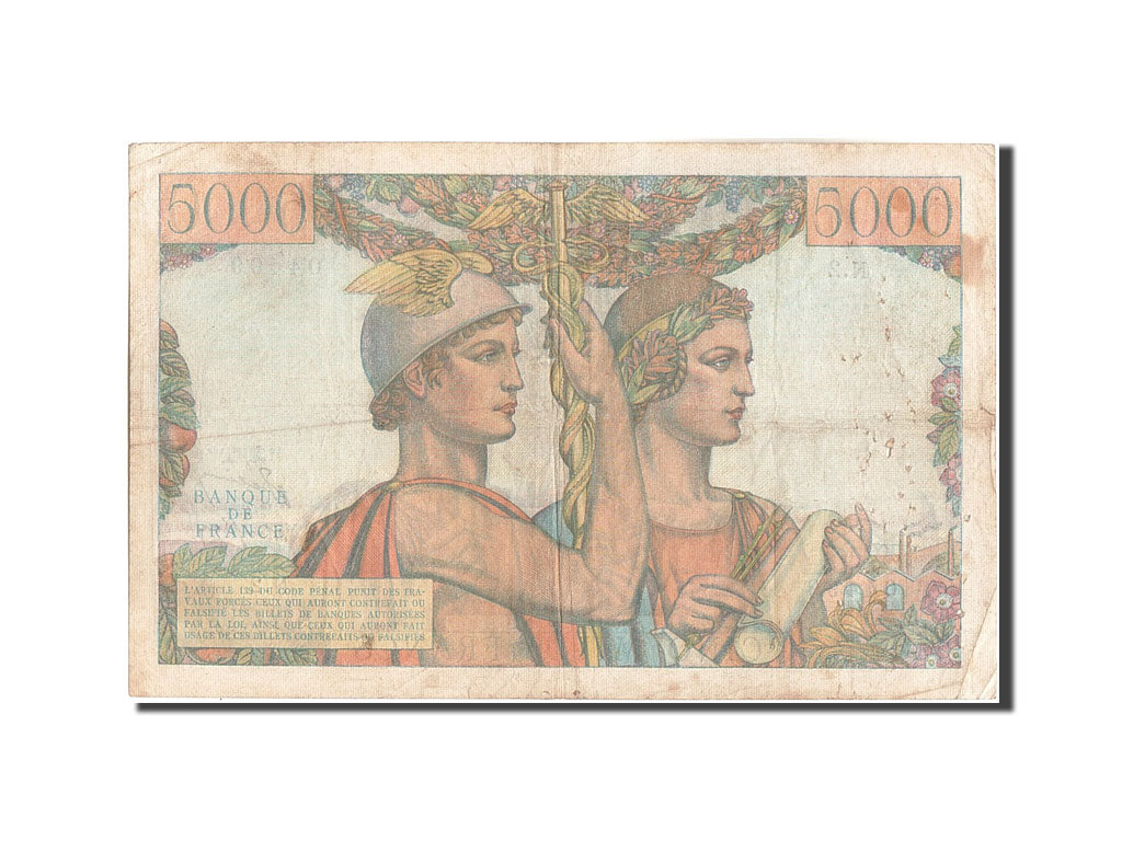 France, 5000 Francs, 5 000 F 1949-1957 ''Terre et Mer'', 1949, KM:131a, 1949-...