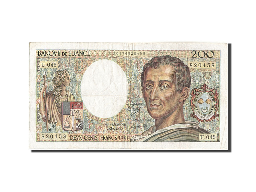 France, 200 Francs, 200 F 1981-1994 ''Montesquieu'', 1987, 1987, KM:155b, TB,...