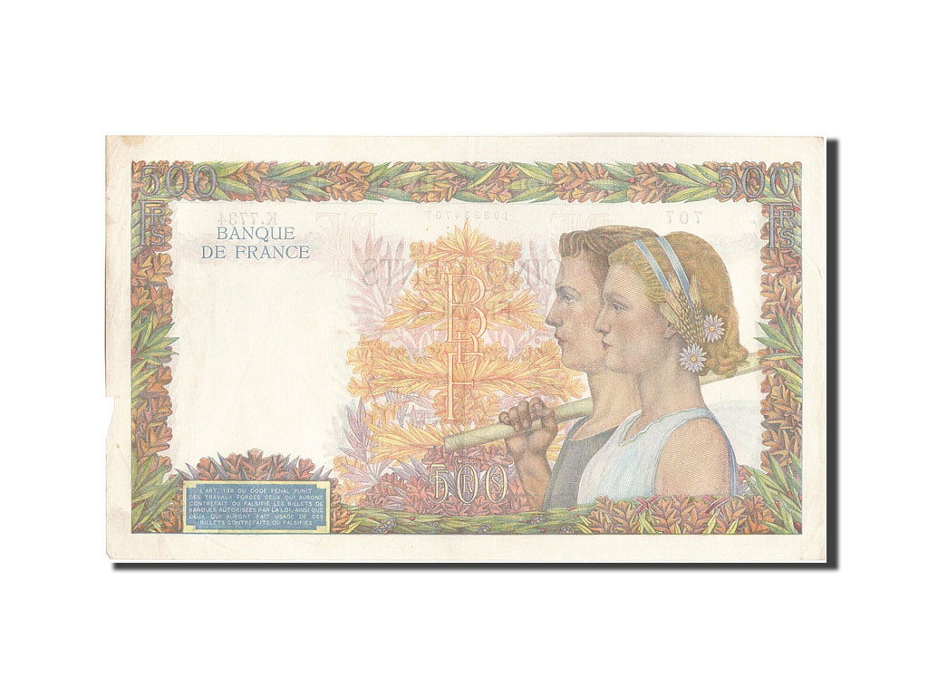 Banconote, Francia, 500 Francs, 500 F 1940-1944 ''La Paix'', 1943, 1943-01-07