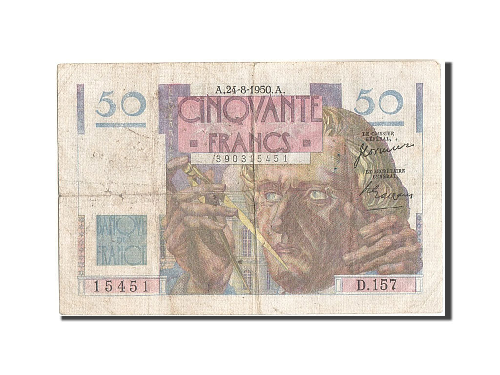 Billete, Francia, 50 Francs, 50 F 1946-1951 ''Le Verrier'', 1950, 1950-08-24