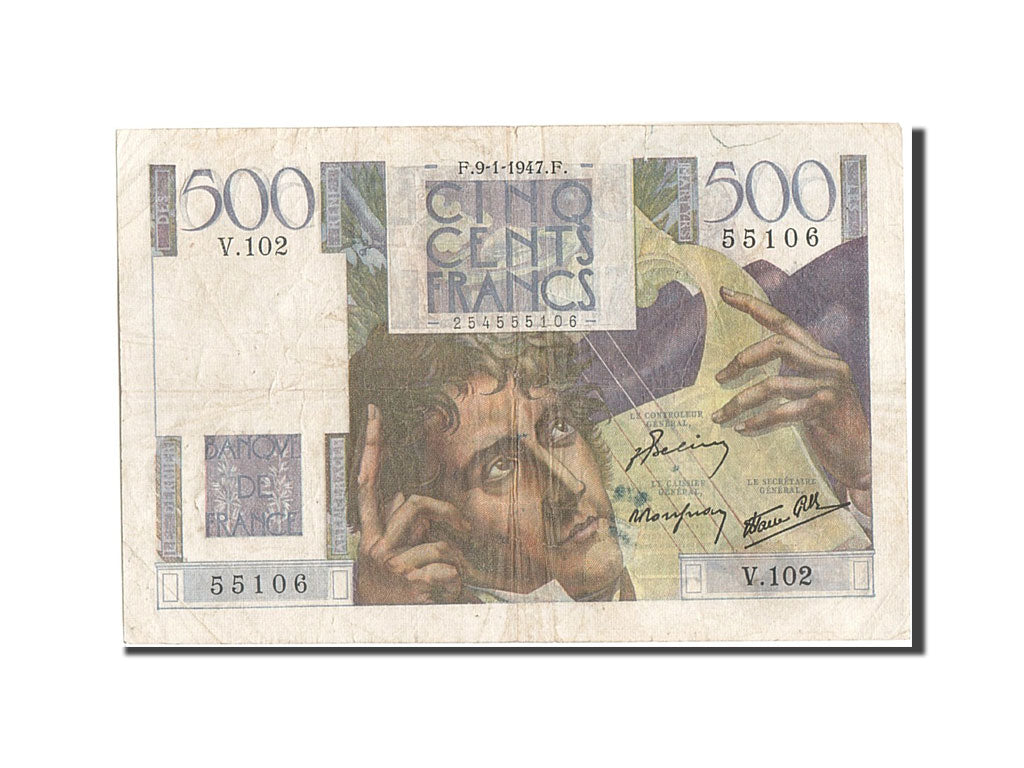 France, 500 Francs, 500 F 1945-1953 ''Chateaubriand'', 1947, KM:129a, 1947-01...