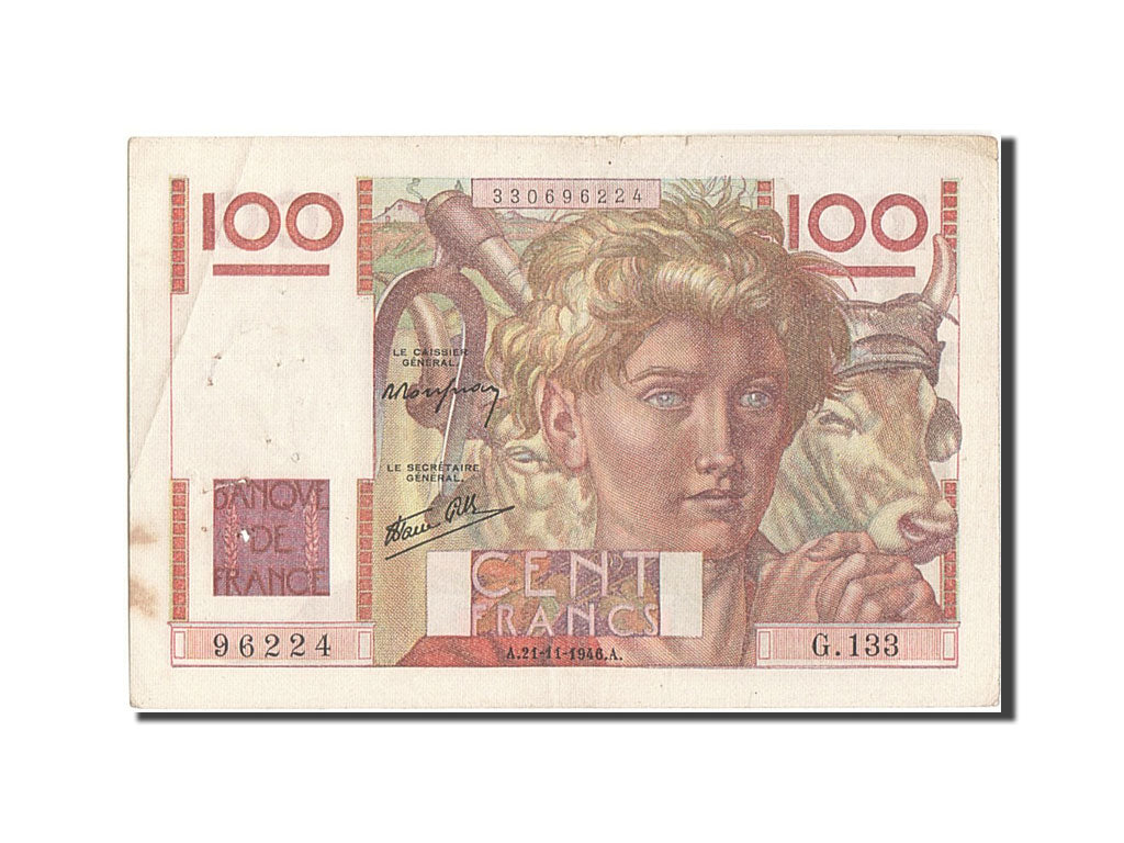 Francia, 100 Francs, 100 F 1945-1954 ''Jeune Paysan'', 1946, KM:128a, 1946-11...