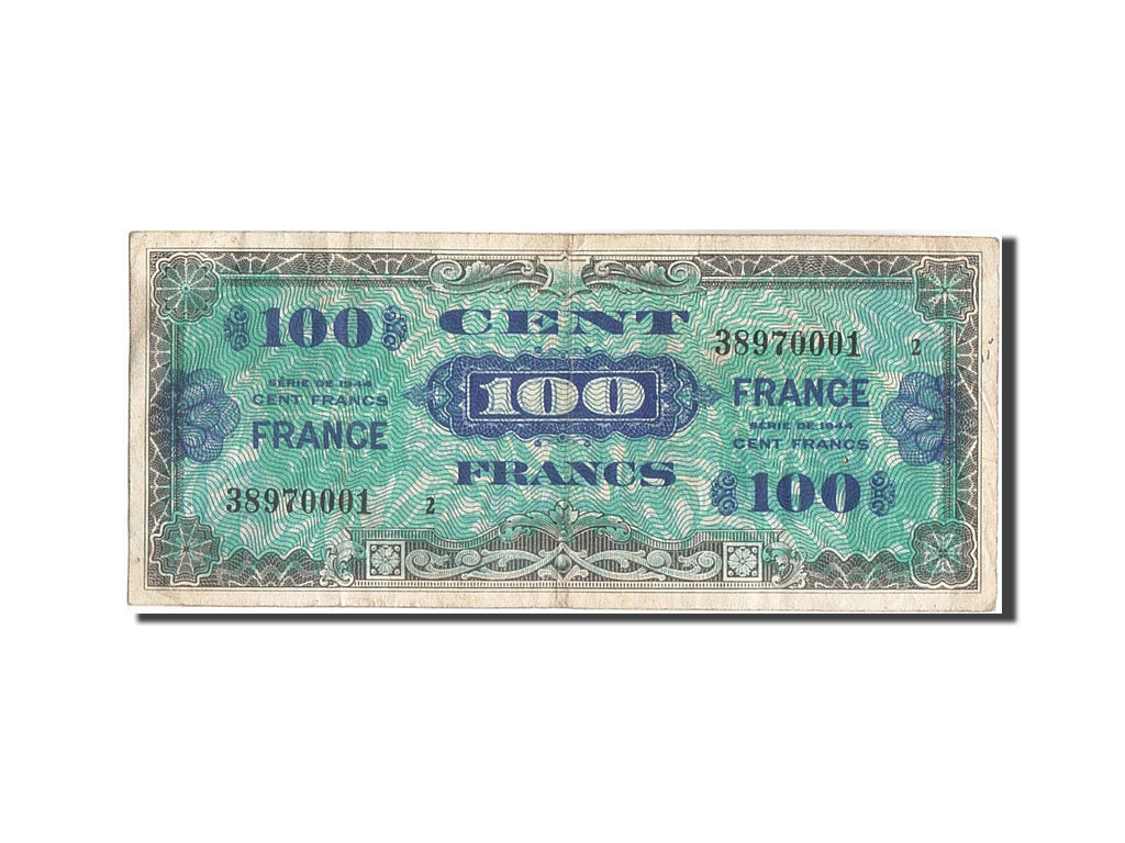 Frankreich, 100 Francs, 1945 Verso France, 1944, KM:123b, 1944, S, Fayette:VF...