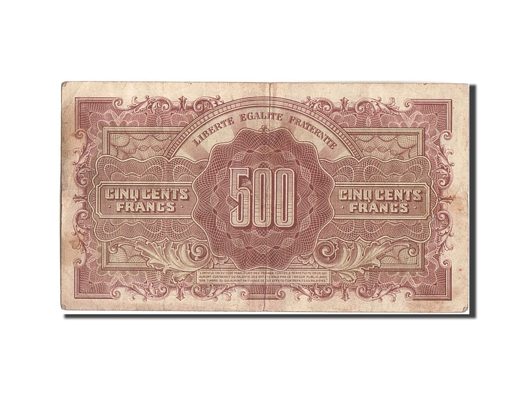 Banknote, France, 500 Francs, 1943-1945 Marianne, 1945, Undated (1945)