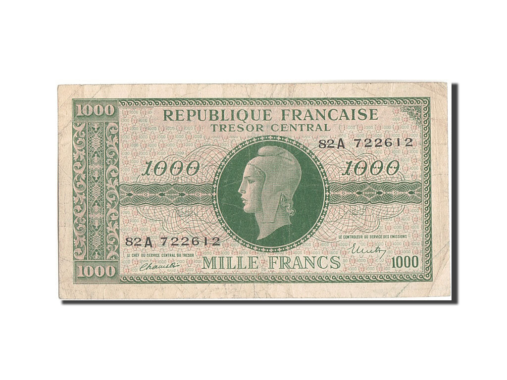 Banknote, France, 1000 Francs, 1943-1945 Marianne, 1945, Undated (1945)