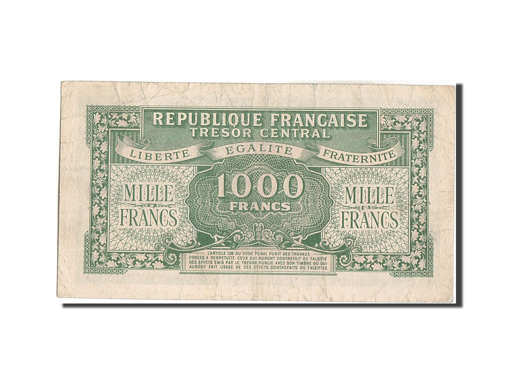 Banknote, France, 1000 Francs, 1943-1945 Marianne, 1945, Undated (1945)