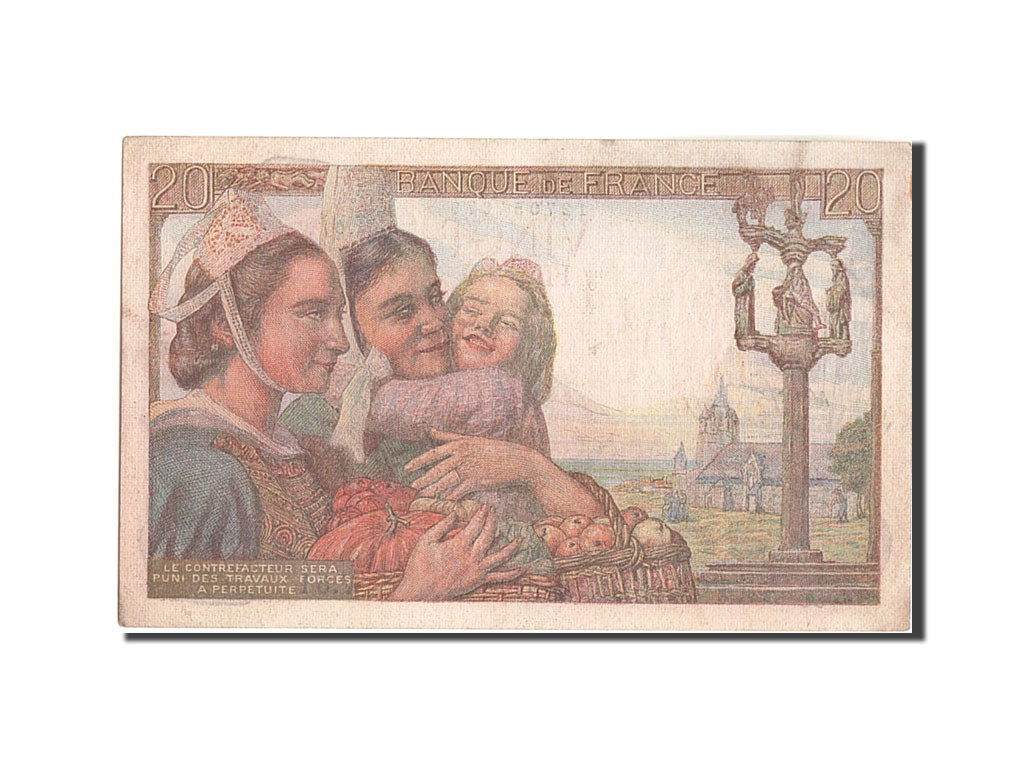 France, 20 Francs, 20 F 1942-1950 ''Pêcheur'', 1942, KM:100a, 1942-11-05, AU...