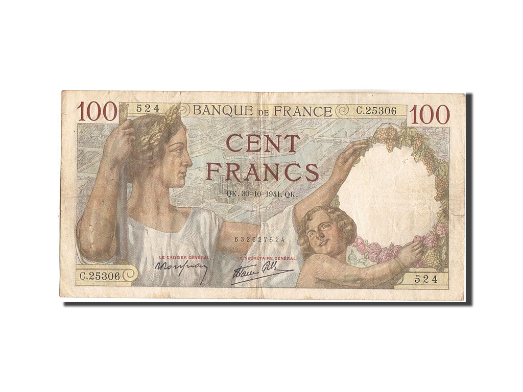 Banknote, France, 100 Francs, 100 F 1939-1942 ''Sully'', 1941, 1941-10-30