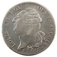 FRANCE, Écu de 6 livres françois, ECU, 6 Livres, 1792, Paris, KM #615.1, EF...