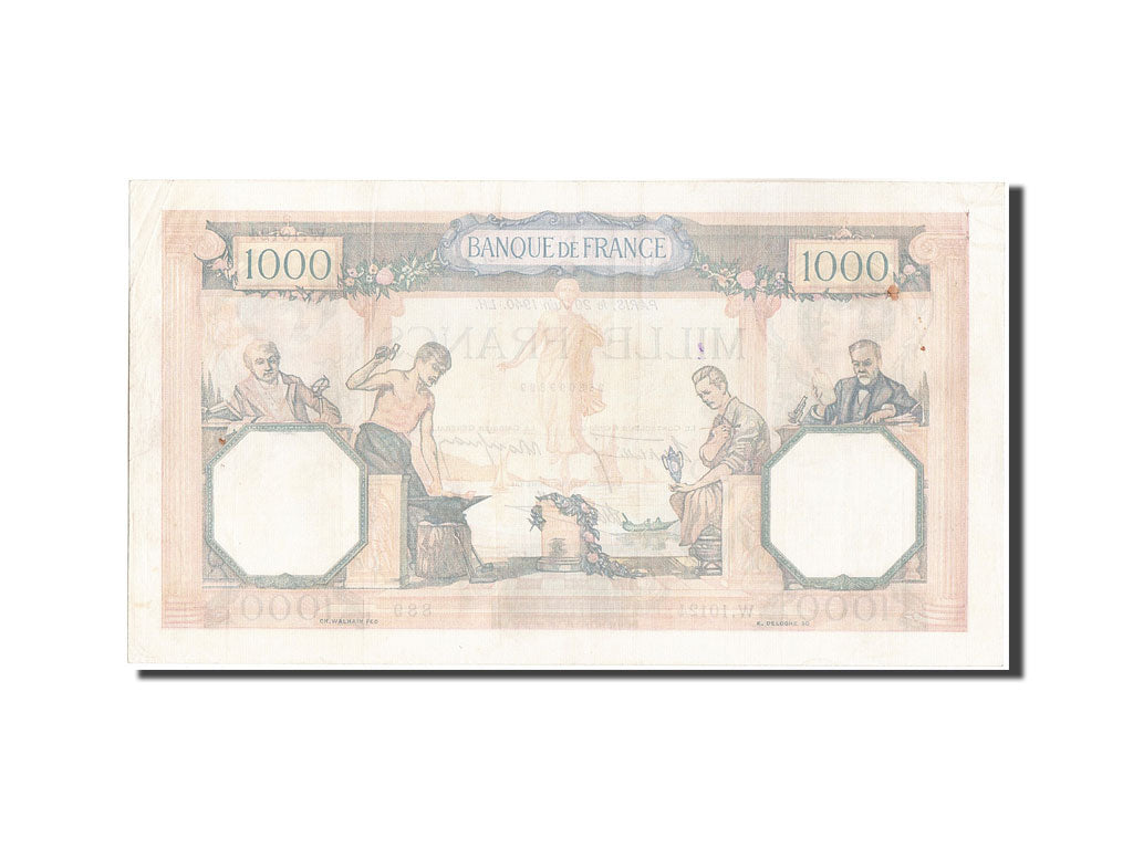 France, 1000 Francs, 1 000 F 1927-1940 ''Cérès et Mercure'', 1940, KM:90c,...