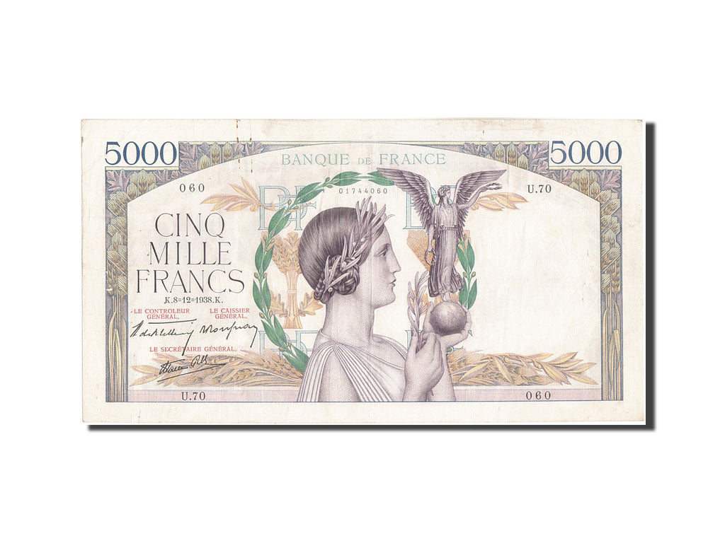 Banconote, Francia, 5000 Francs, 5 000 F 1934-1944 ''Victoire'', 1938