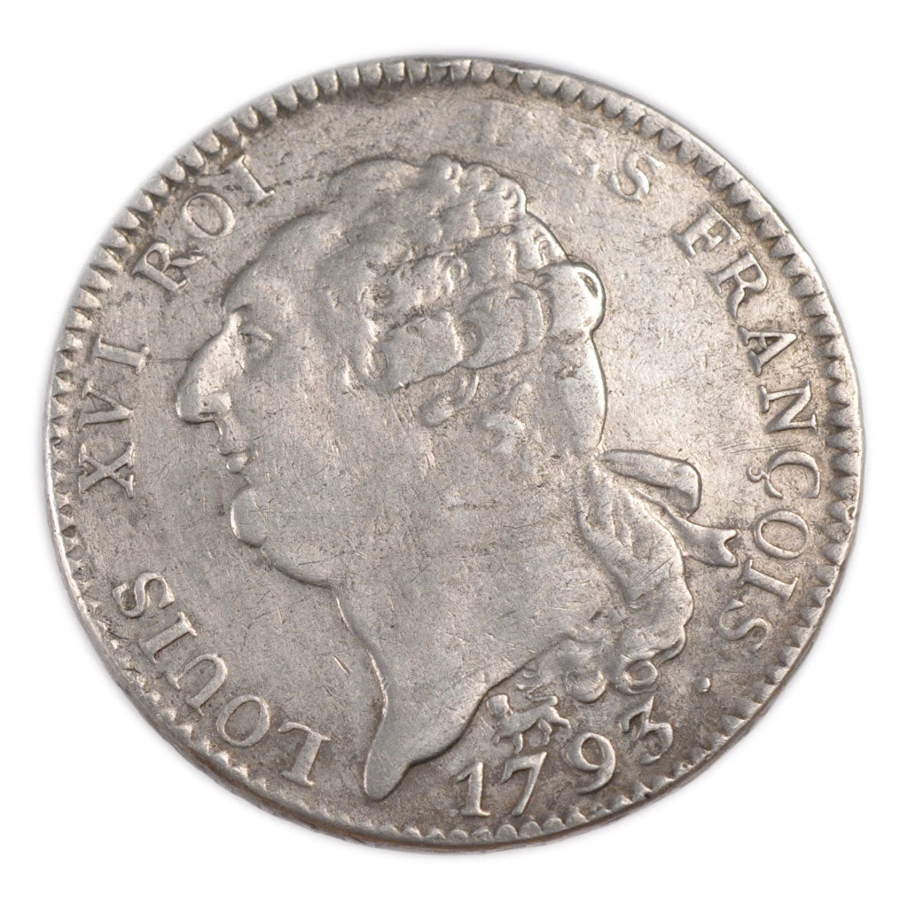 FRANCE, Écu de 6 livres françois, ECU, 6 Livres, 1793, Paris, KM #615.1, VF...