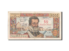 Banknote, France, 50 Nouveaux Francs on 5000 Francs, 1955-1959 Overprinted with